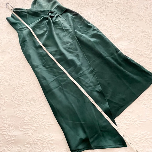 NWOT Lulus Quite Likely Dark Teal Satin Asymmetrical Midi Dress Small - Picture 14 of 14